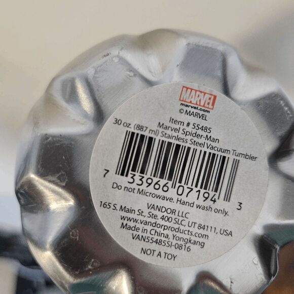 Vandor Marvel SpiderMan Stainless Steel Vacuum Hot & Cold Travel Tumbler NWT Web - Picture 4 of 4